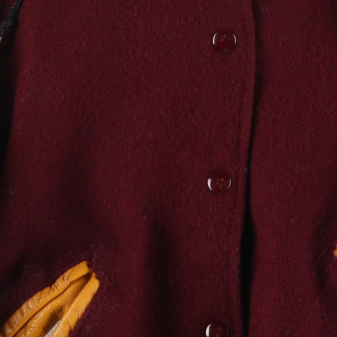 Vintage DeLong wool varsity jacket with a sailor collar and hood from the 1970'S to 1980s, size XL. wool wine-red Vintage Second Hand