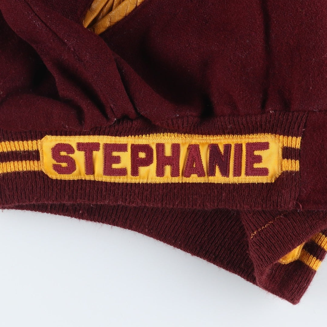 Vintage DeLong wool varsity jacket with a sailor collar and hood from the 1970'S to 1980s, size XL. wool wine-red Vintage Second Hand