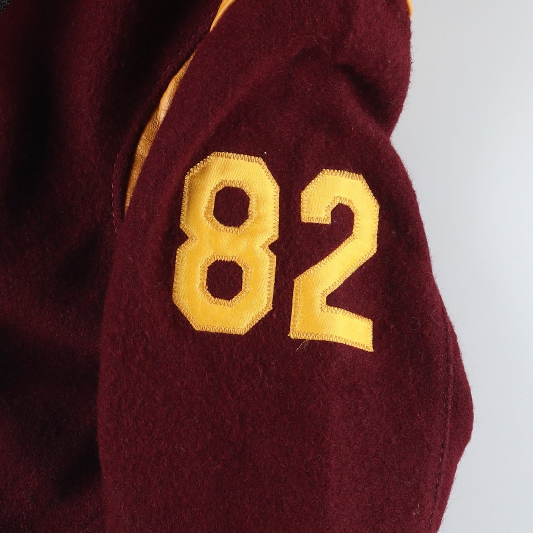 Vintage DeLong wool varsity jacket with a sailor collar and hood from the 1970'S to 1980s, size XL. wool wine-red Vintage Second Hand