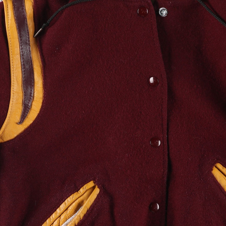 Vintage DeLong wool varsity jacket with a sailor collar and hood from the 1970'S to 1980s, size XL. wool wine-red Vintage Second Hand