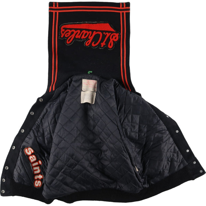 Vintage 70s-80'S DeLong sailor collar wool varsity jacket, women's size M. Recycled wool black type Vintage Second Hand