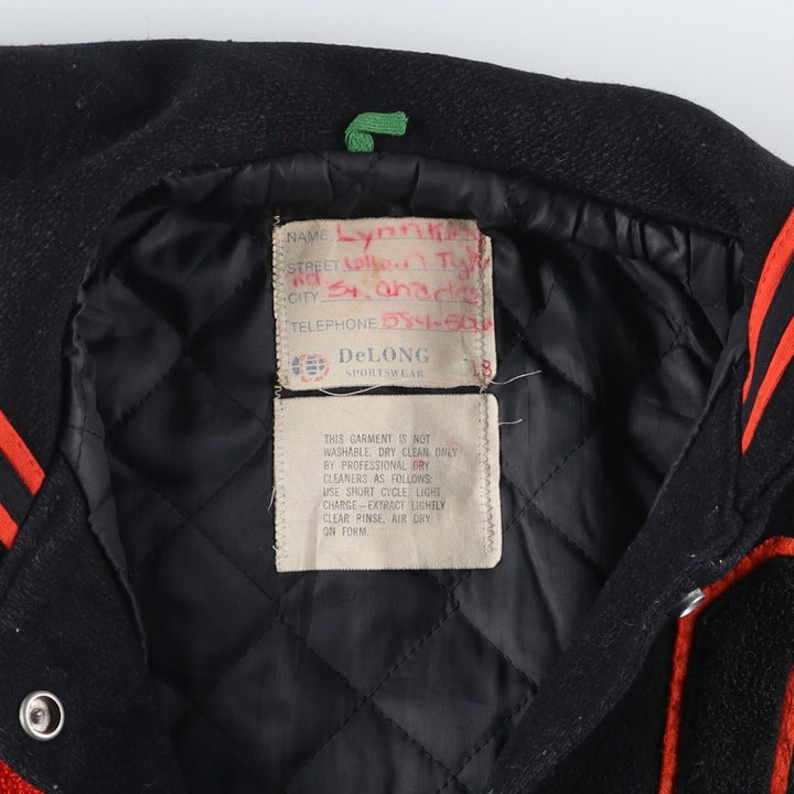 Vintage 70s-80'S DeLong sailor collar wool varsity jacket, women's size M. Recycled wool black type Vintage Second Hand
