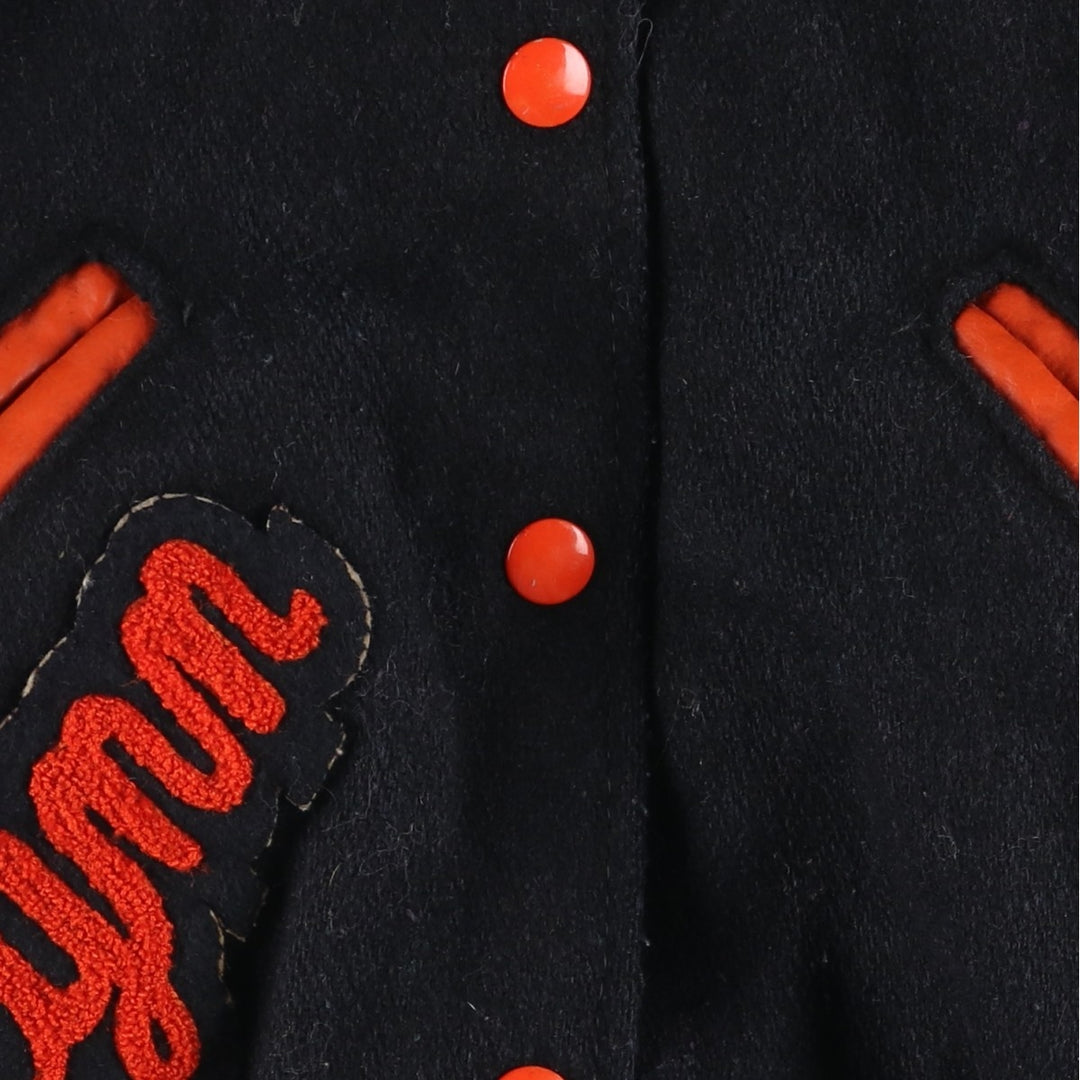 Vintage 70s-80'S DeLong sailor collar wool varsity jacket, women's size M. Recycled wool black type Vintage Second Hand