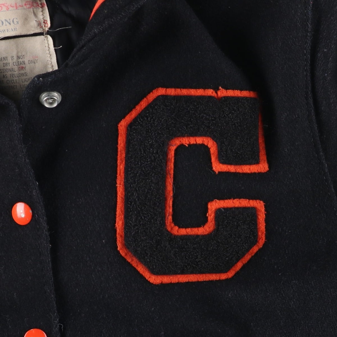 Vintage 70s-80'S DeLong sailor collar wool varsity jacket, women's size M. Recycled wool black type Vintage Second Hand