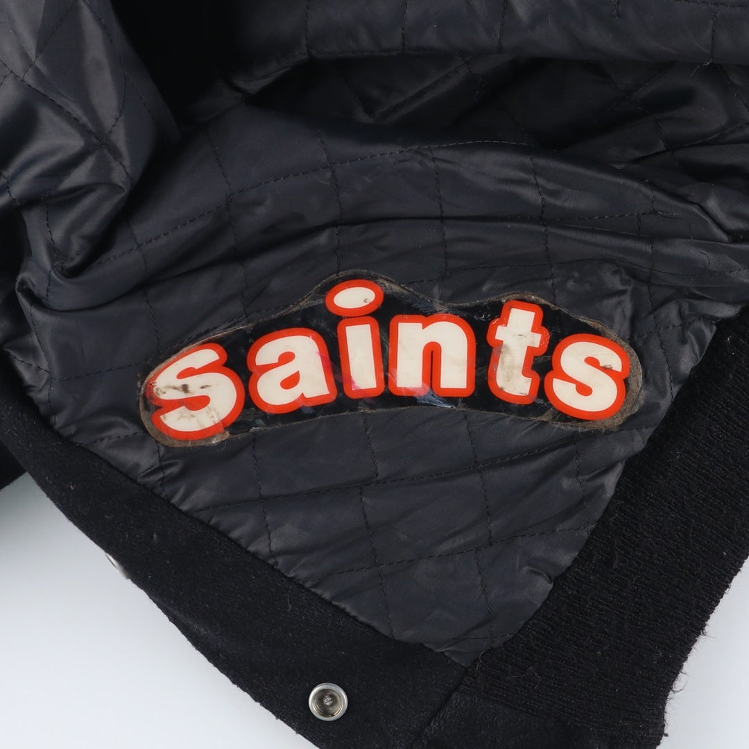 Vintage 70s-80'S DeLong sailor collar wool varsity jacket, women's size M. Recycled wool black type Vintage Second Hand