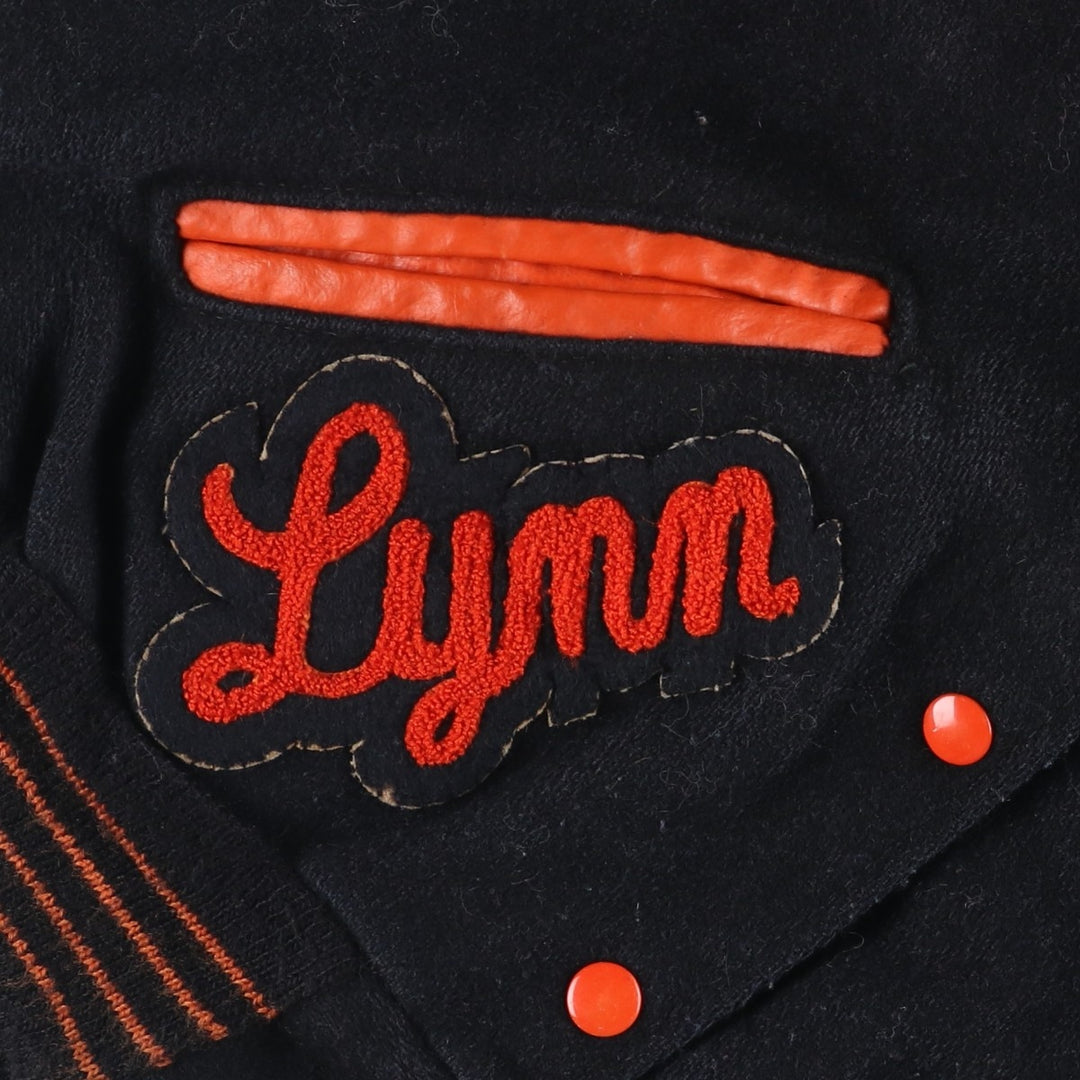 Vintage 70s-80'S DeLong sailor collar wool varsity jacket, women's size M. Recycled wool black type Vintage Second Hand