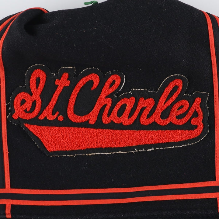 Vintage 70s-80'S DeLong sailor collar wool varsity jacket, women's size M. Recycled wool black type Vintage Second Hand