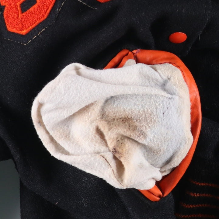 Vintage 70s-80'S DeLong sailor collar wool varsity jacket, women's size M. Recycled wool black type Vintage Second Hand