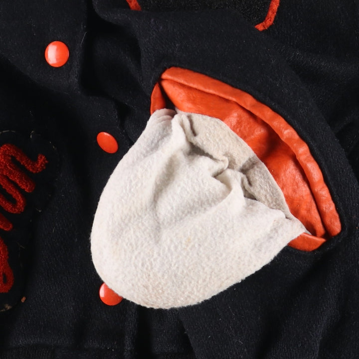 Vintage 70s-80'S DeLong sailor collar wool varsity jacket, women's size M. Recycled wool black type Vintage Second Hand