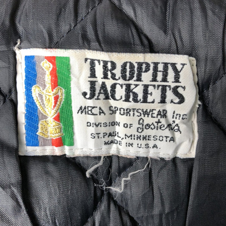 Vintage 1980'S TROPHY JACKETS hooded sailor collar padded wool stadium jacket, size M, women's unclear blue type Vintage Second Hand