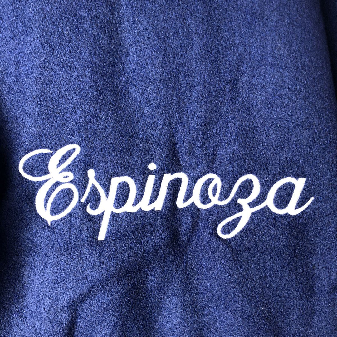 Vintage 1980'S TROPHY JACKETS hooded sailor collar padded wool stadium jacket, size M, women's unclear blue type Vintage Second Hand