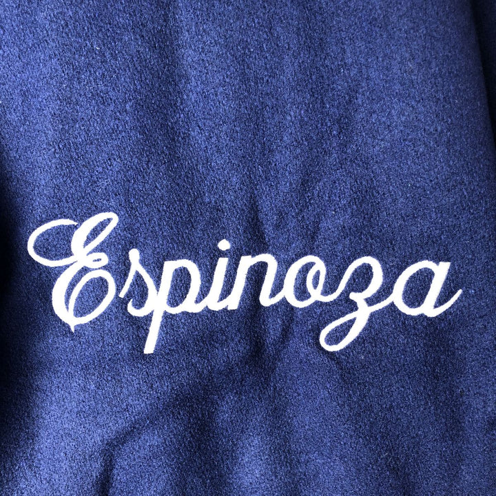 Vintage 1980'S TROPHY JACKETS hooded sailor collar padded wool stadium jacket, size M, women's unclear blue type Vintage Second Hand