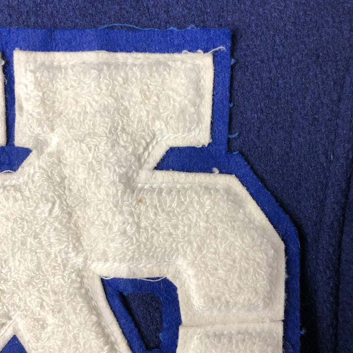 Vintage 1980'S TROPHY JACKETS hooded sailor collar padded wool stadium jacket, size M, women's unclear blue type Vintage Second Hand