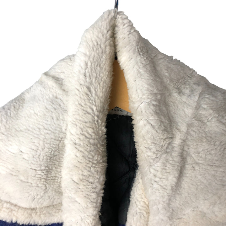 Vintage 1980'S TROPHY JACKETS hooded sailor collar padded wool stadium jacket, size M, women's unclear blue type Vintage Second Hand