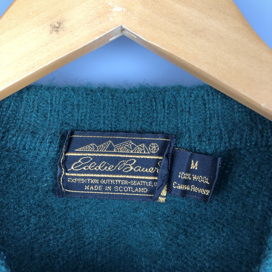 Vintage 80s-90'S Eddie Bauer wool knit sweater with black tag, size M, men's wool Green type dark green Vintage Second Hand