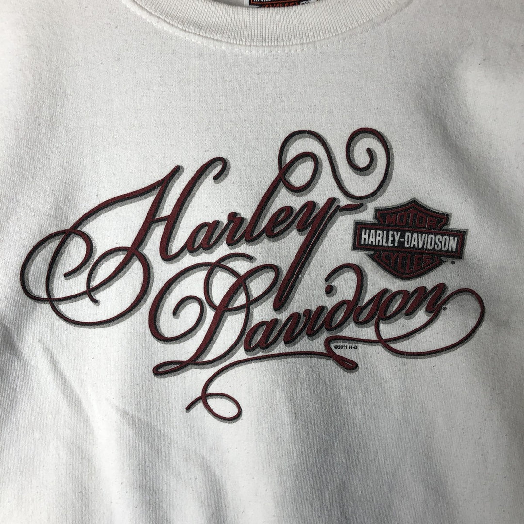 Harley-Davidson Printed Sweatshirt, Women's Size Medium cotton white type Vintage Second Hand