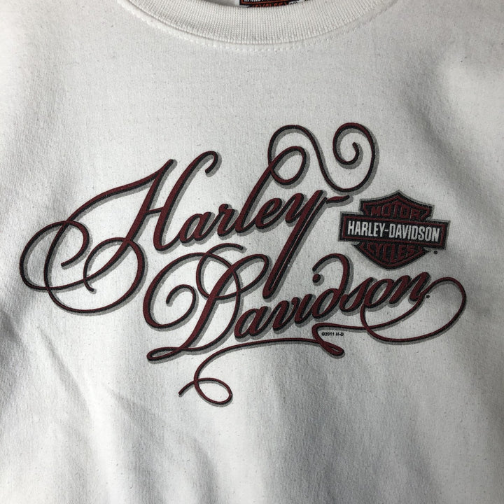 Harley-Davidson Printed Sweatshirt, Women's Size Medium cotton white type Vintage Second Hand