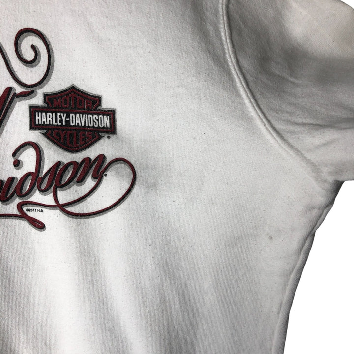 Harley-Davidson Printed Sweatshirt, Women's Size Medium cotton white type Vintage Second Hand