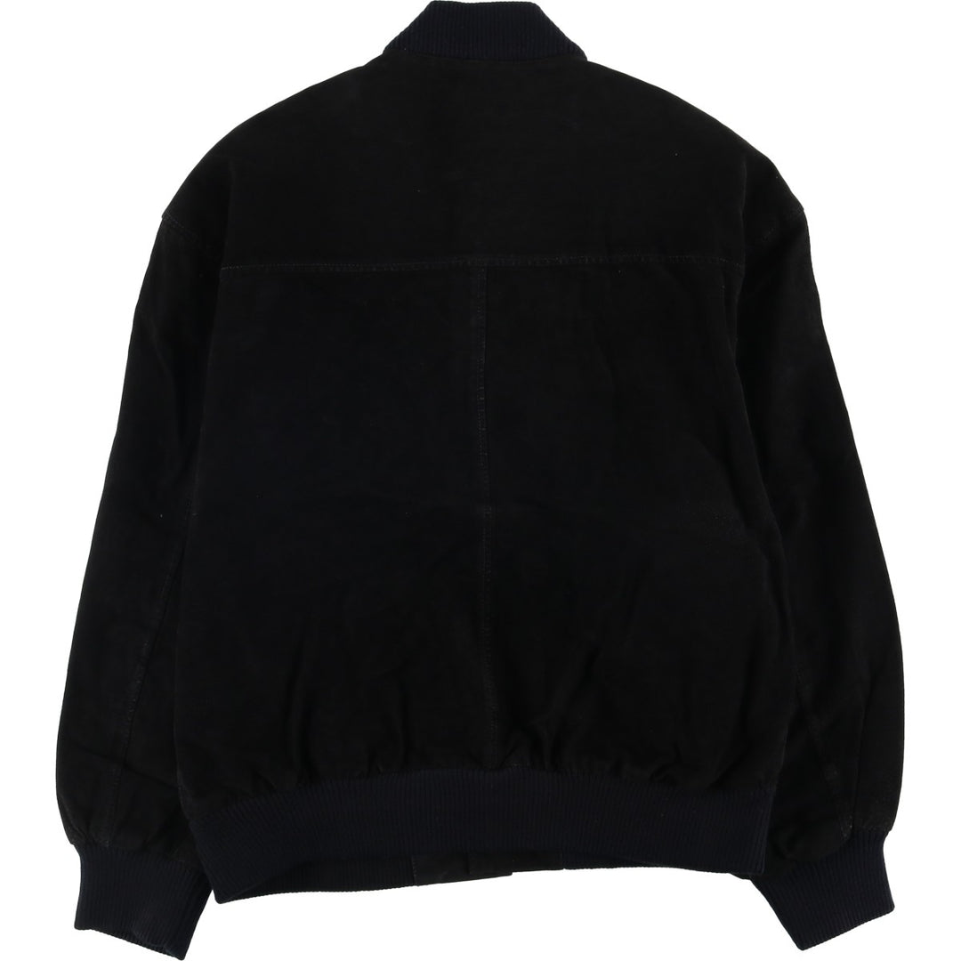 90'S Camel Suede Leather Blouson, Men's Size L, Vintage Genuine Leather Suede Leather black type Vintage Second Hand