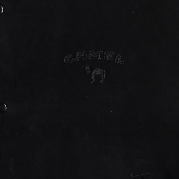 90'S Camel Suede Leather Blouson, Men's Size L, Vintage Genuine Leather Suede Leather black type Vintage Second Hand