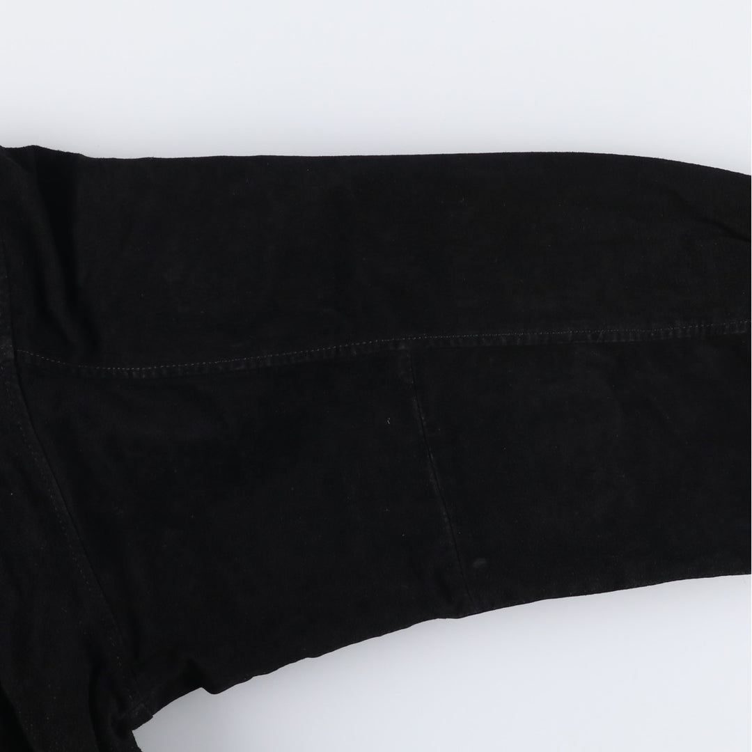 90'S Camel Suede Leather Blouson, Men's Size L, Vintage Genuine Leather Suede Leather black type Vintage Second Hand