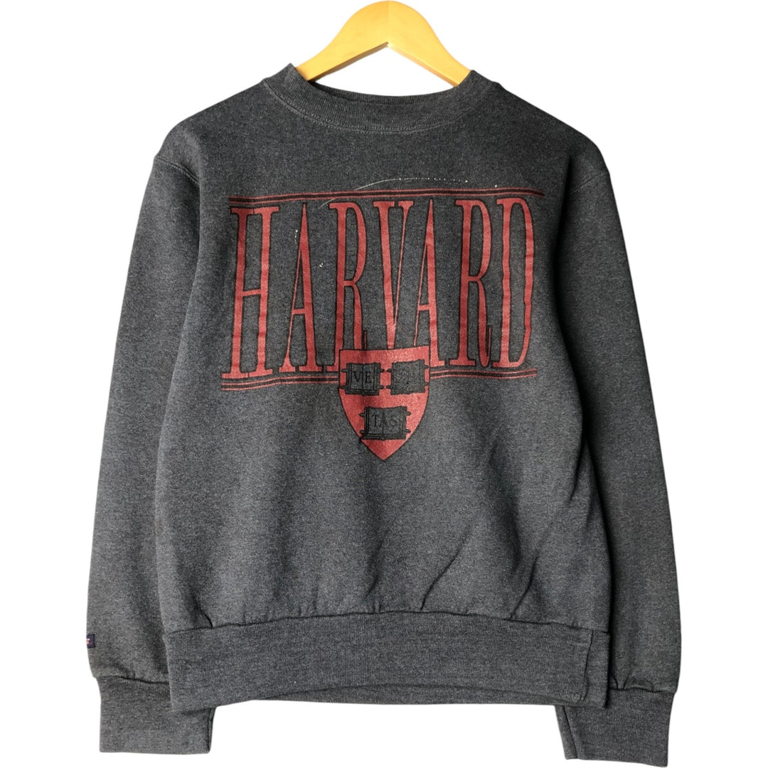 Vintage 90s-00'S JanSport Harvard University College Sweatshirt, Made in USA, Men's Size Small polyester Charcoal Vintage Second Hand