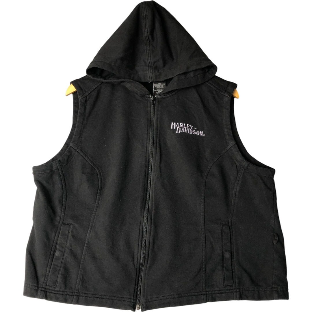 Harley-Davidson Hooded Sweat Vest, Women's XL cotton black type Vintage Second Hand