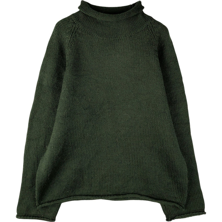 90'S J.Crew roll neck wool knit sweater, men's size M, vintage wool green type Vintage Second Hand