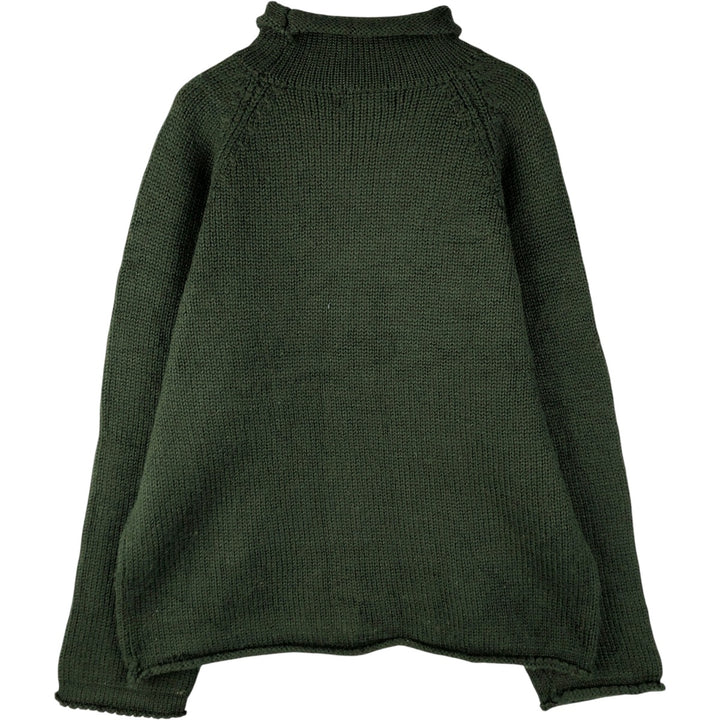 90'S J.Crew roll neck wool knit sweater, men's size M, vintage wool green type Vintage Second Hand