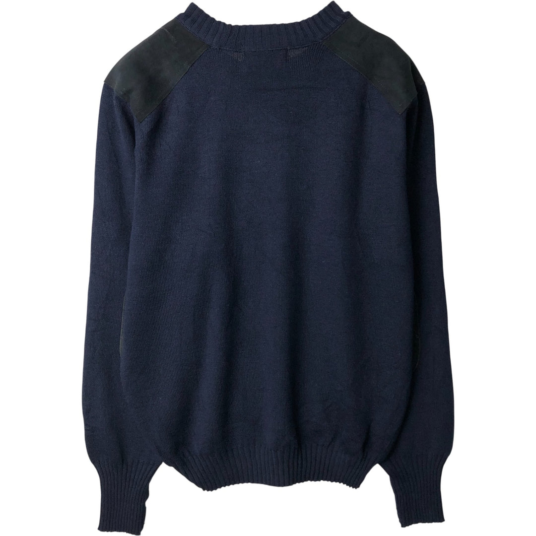 90'S Burberry wool knit sweater, made in England, men's size L, vintage wool navy blue type Vintage Second Hand