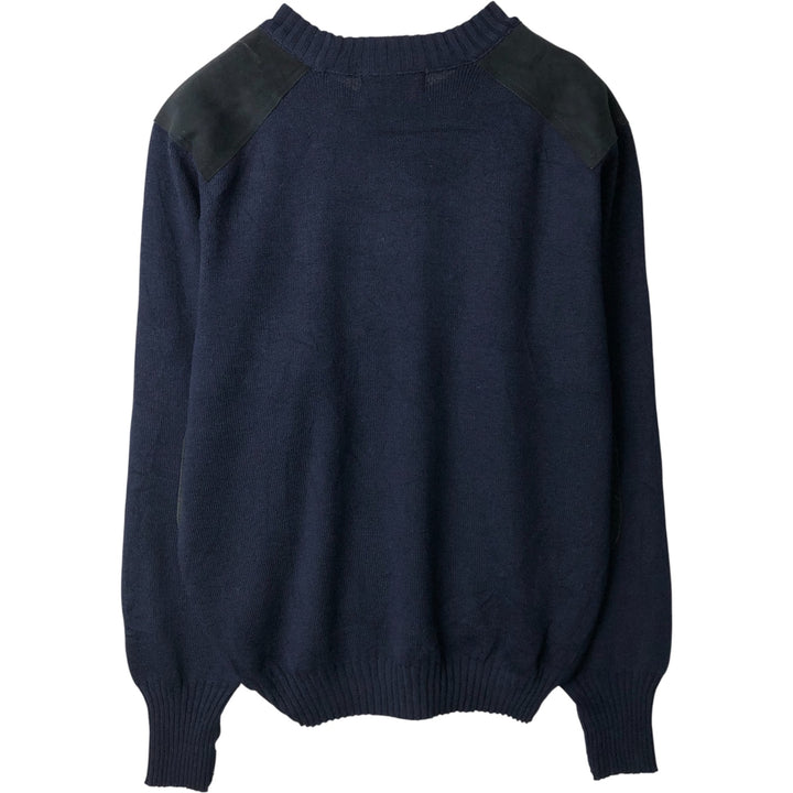 90'S Burberry wool knit sweater, made in England, men's size L, vintage wool navy blue type Vintage Second Hand
