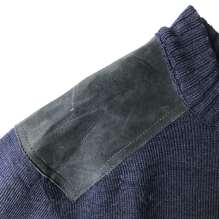 90'S Burberry wool knit sweater, made in England, men's size L, vintage wool navy blue type Vintage Second Hand