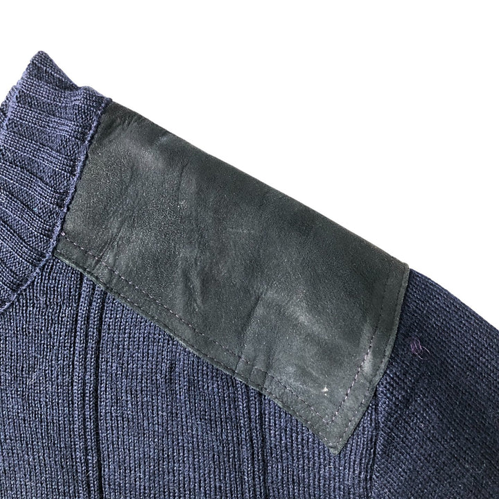 90'S Burberry wool knit sweater, made in England, men's size L, vintage wool navy blue type Vintage Second Hand