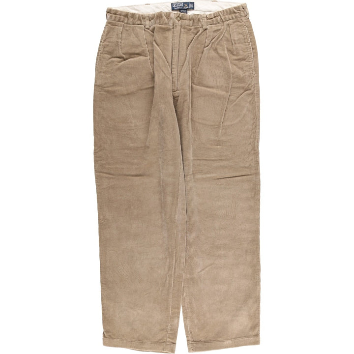 Ralph Lauren POLO by Ralph Lauren ANDREW PANT, wide ribbed, two-pleat corduroy pants, men's size W35. cotton beige type brown Vintage Second Hand