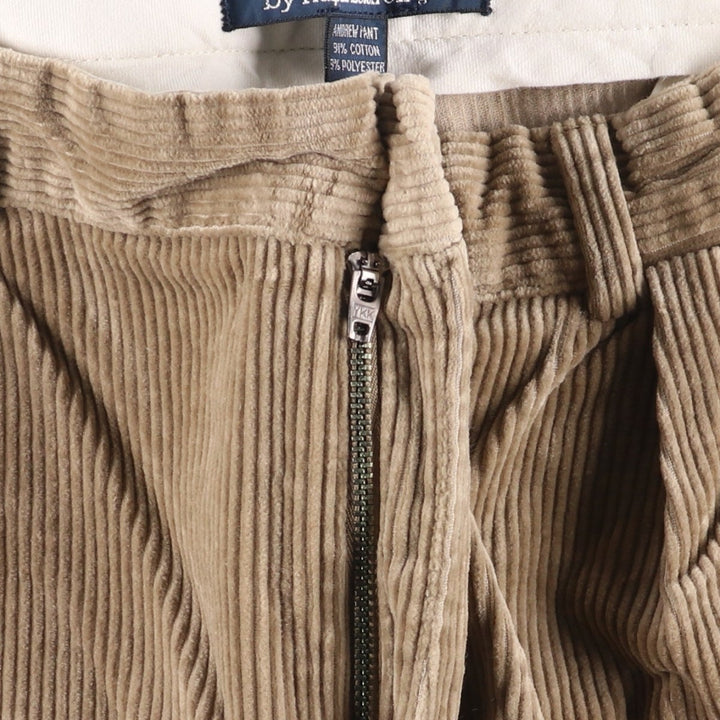 Ralph Lauren POLO by Ralph Lauren ANDREW PANT, wide ribbed, two-pleat corduroy pants, men's size W35. cotton beige type brown Vintage Second Hand