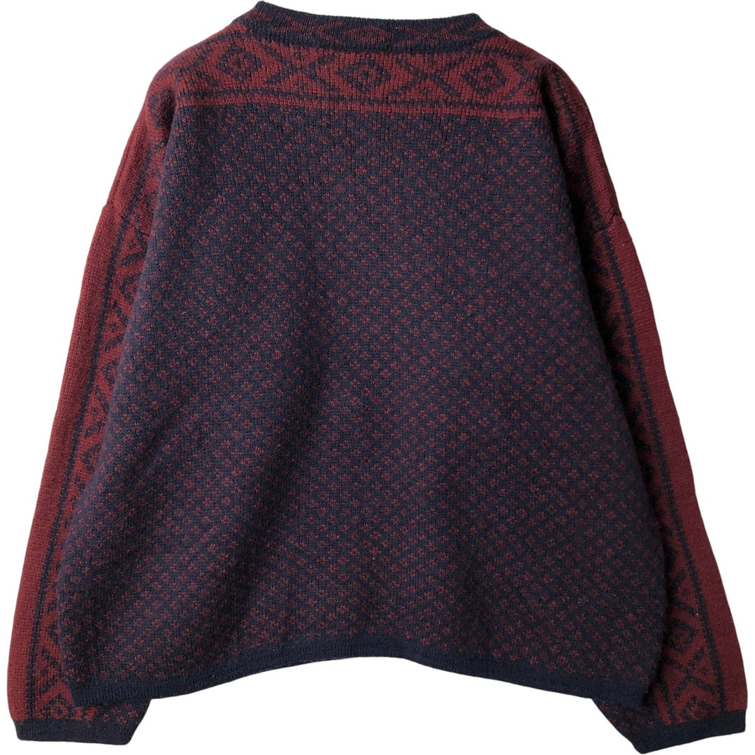 NORWEGIAN DESIGNS Birdseye Acrylic Knit Sweater, Men's Size Medium acrylic burgundy type Vintage Second Hand