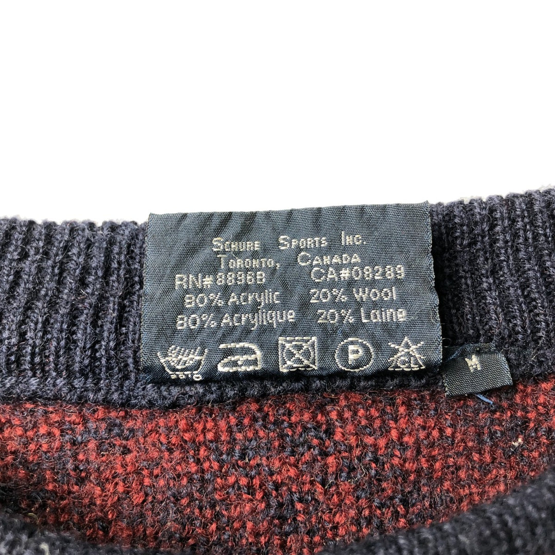 NORWEGIAN DESIGNS Birdseye Acrylic Knit Sweater, Men's Size Medium acrylic burgundy type Vintage Second Hand