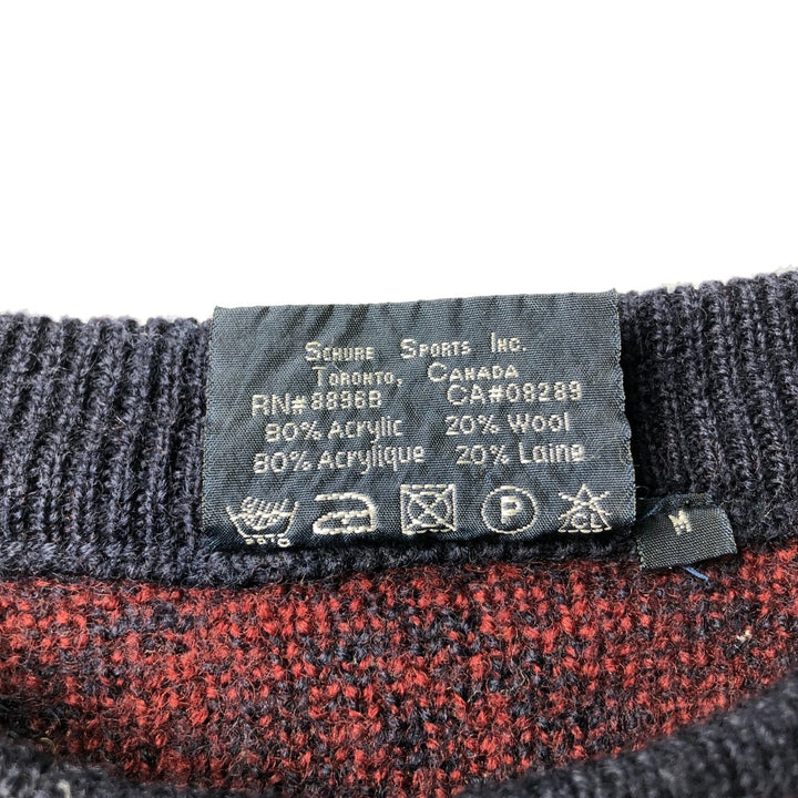NORWEGIAN DESIGNS Birdseye Acrylic Knit Sweater, Men's Size Medium acrylic burgundy type Vintage Second Hand