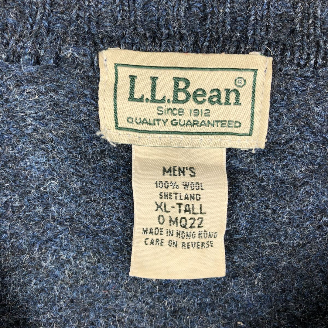 90s-00'S LLBean Vintage Wool Knit Sweater, Men's Size XL wool blue type Vintage Second Hand