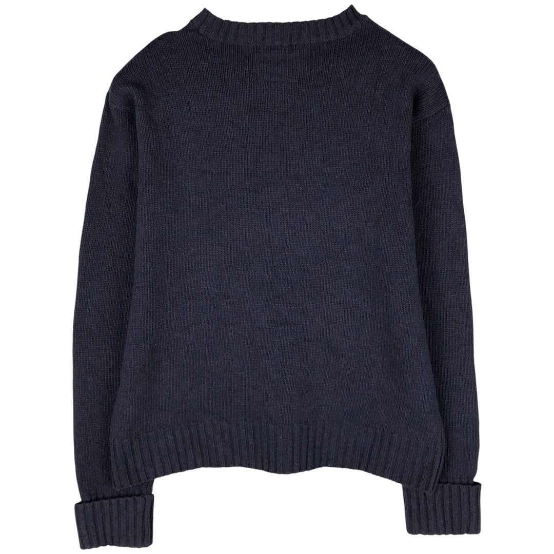 Vintage 90'S Tommy Hilfiger V-neck lambswool knit sweater, size L, men's Lamb wool navy blue type Vintage Second Hand