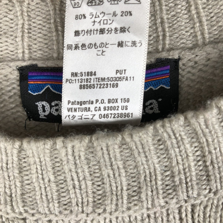 Patagonia Elbow Border Jacquard Wool-Nylon Knit Sweater (50305FA11), Men's Size L Lamb wool Beige type Vintage Second Hand