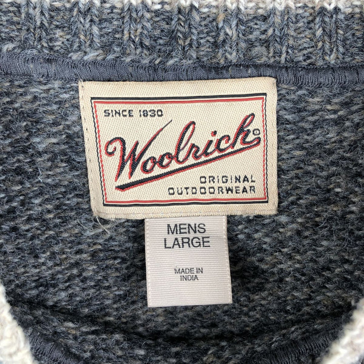 00'S WOOLRICH Wool Knit Sweater, Men's Size L wool Charcoal Vintage Second Hand