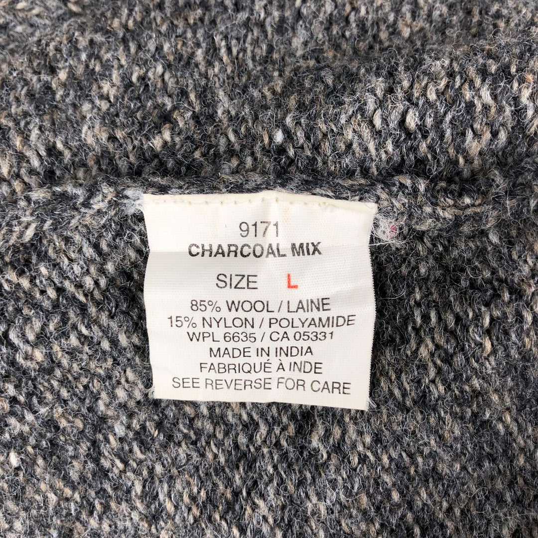 00'S WOOLRICH Wool Knit Sweater, Men's Size L wool Charcoal Vintage Second Hand