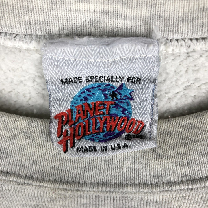 90'S Planet Hollywood Advertising Sweatshirt, Made in USA, Men's M, Vintage cotton pale white type Vintage Second Hand