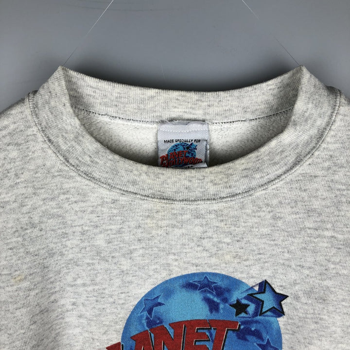 90'S Planet Hollywood Advertising Sweatshirt, Made in USA, Men's M, Vintage cotton pale white type Vintage Second Hand