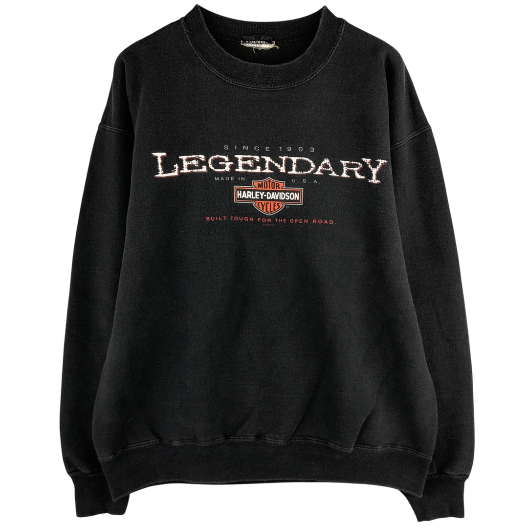 90'S Harley-Davidson Advertising Sweatshirt, Men's XL Size, Vintage unclear black type Vintage Second Hand