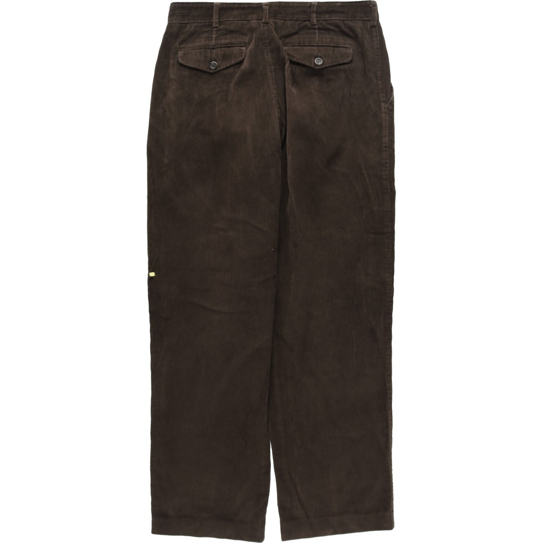 MARKS AND SPENCER Wide-Ribbed Two-Pleated Corduroy Pants, Men's, Size W32 cotton brown type Vintage Second Hand