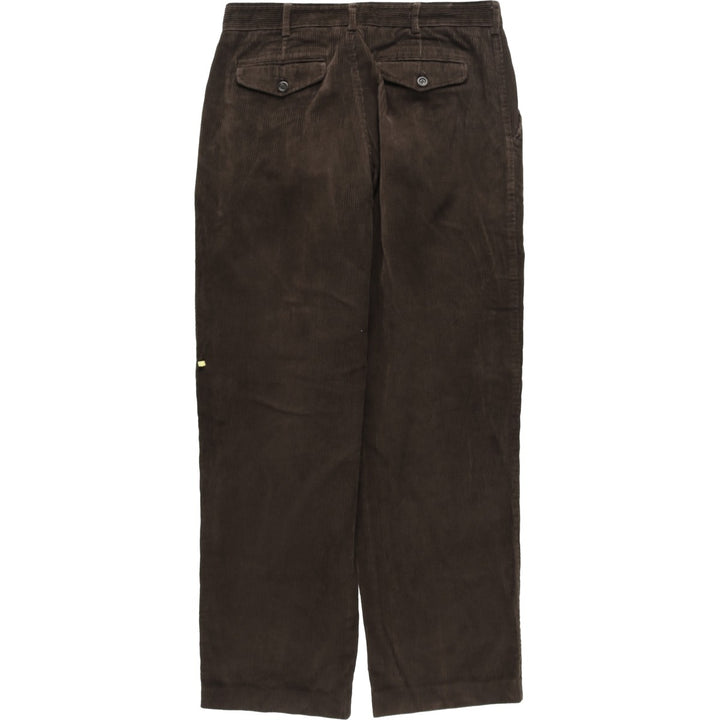 MARKS AND SPENCER Wide-Ribbed Two-Pleated Corduroy Pants, Men's, Size W32 cotton brown type Vintage Second Hand