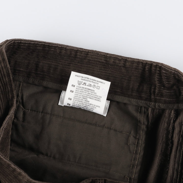 MARKS AND SPENCER Wide-Ribbed Two-Pleated Corduroy Pants, Men's, Size W32 cotton brown type Vintage Second Hand
