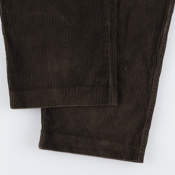 MARKS AND SPENCER Wide-Ribbed Two-Pleated Corduroy Pants, Men's, Size W32 cotton brown type Vintage Second Hand